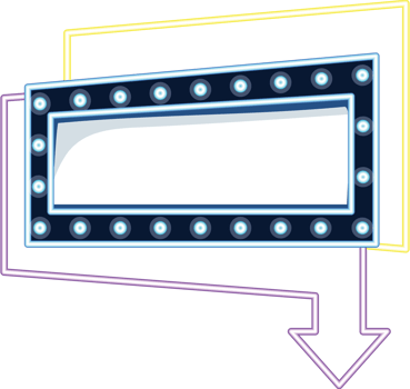 marquee sign with lights and arrow png