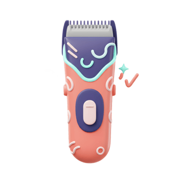 A cheerful, coral-colored cordless hair clipper with a playful, pastel-colored design. Perfect for modern grooming png