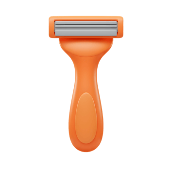 A sleek, orange disposable razor stands ready. Its simple, modern design promises a smooth, effortless shave. Clean lines and vibrant color. png