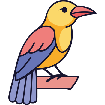 Golden oriole perched exotic tropical bird icon png
