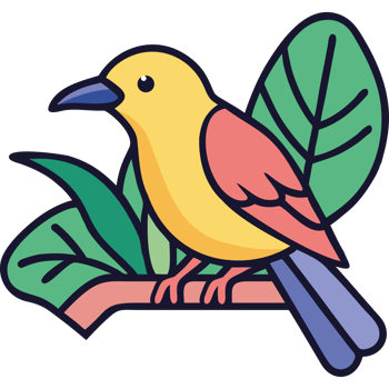 Yellow tropical bird perched exotic wildlife icon png