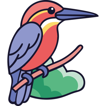 Colorful kingfisher perched on rock tropical bird icon png