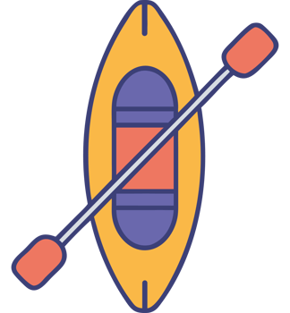 Kayak with Paddles Top View Icon png