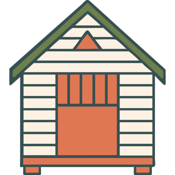 Garden shed with wooden walls icon png