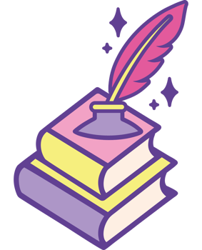 Quill and fairy tale book icon png