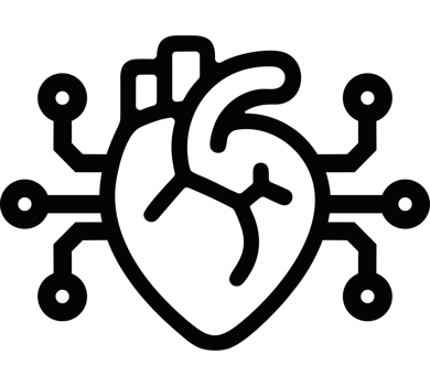 AI and Human Heart with connections icon png