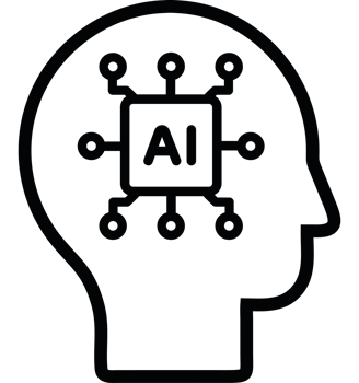 AI and Human Head with chip icon png