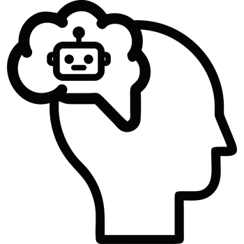 Head with chatbot icon png