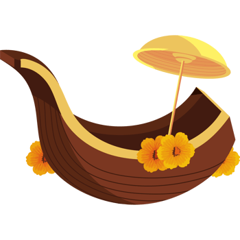 boat with umbrella for onam festival png