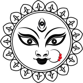 goddess durga face in round frame png