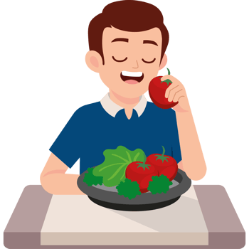 man eating vegan food png