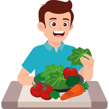 adult man eating vegan food png