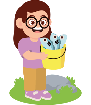 cute little girl showing her catch fishes png