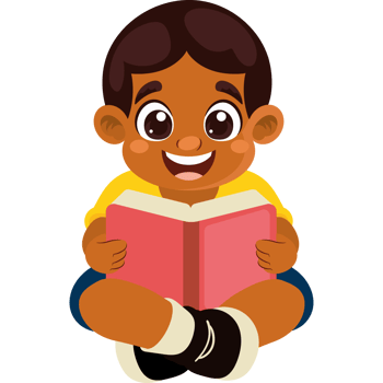 afro little student boy reading character png