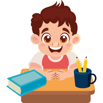 little student boy with book and pencils holder png