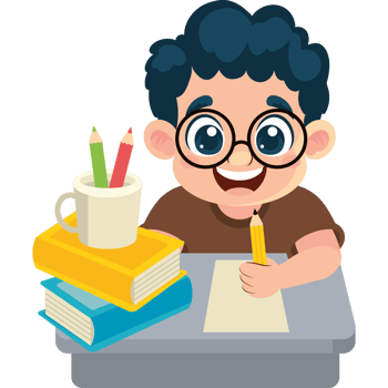 little student boy writing character png