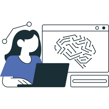 woman learning with ai machine png