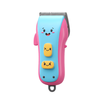 A cheerful, pink and blue hair clipper smiles back at you Cute face buttons add playful charm. Perfect for little ones png