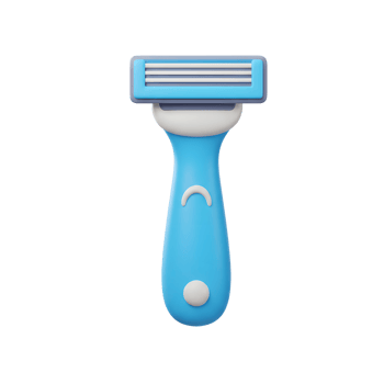 A vibrant blue razor, rendered in a clean 3D style, stands against a white backdrop. Its sleek design and three blades exude a sense of modern simplicity. png