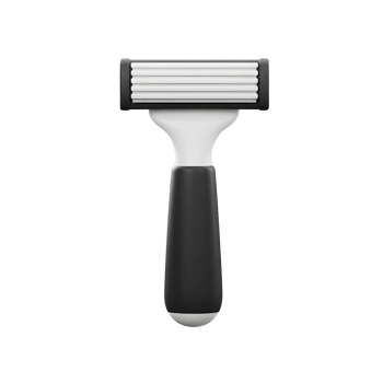 A clean, modern razor stands out against a white background. Its black handle and white head create a minimalist aesthetic. png