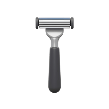 A close-up reveals a sophisticated razor with five sharp blades and a sleek, ergonomic handle. Its modern design promises a smooth, comfortable shave. png