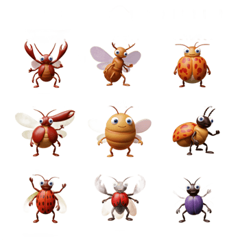 Adorable 3D bugs brighten each month A charming, colorful calendar featuring playful insects in a fun, cartoony style. png
