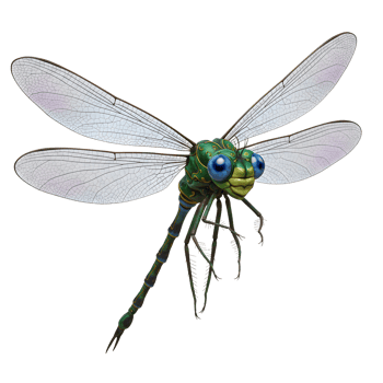 A stunning close up reveals a dragonfly intricate details its jewel toned body, delicate wings, and bright eyes. The artistic style evokes a sense of wonder and delicate beauty. png