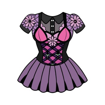 a dress with a corset and flowers on it vector