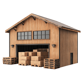 Warehouse building cargo with cardboard box 3d isolated on a transparent background png