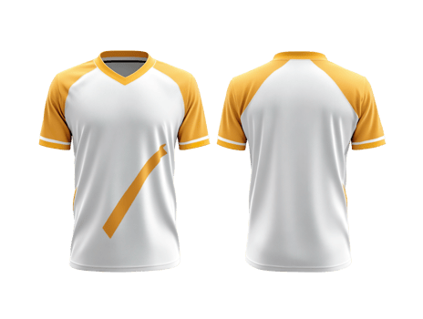 white and yellow sports jersey mockup, front and back view isolated on transparent background png