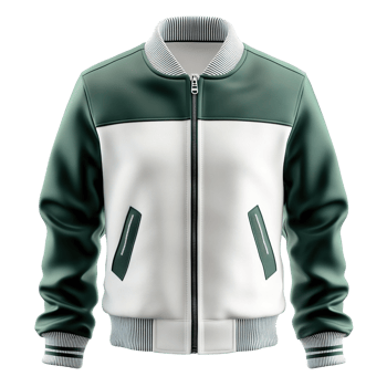 White and green College Jacket, Varsity Coat isolated on transparent background png