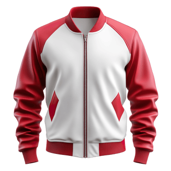 White and red College Jacket, Varsity Coat isolated on transparent background png
