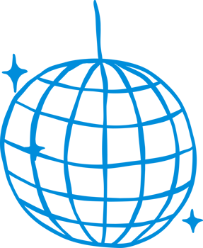 Coastal Cowgirl Disco ball Outline Playful Hand Draw png