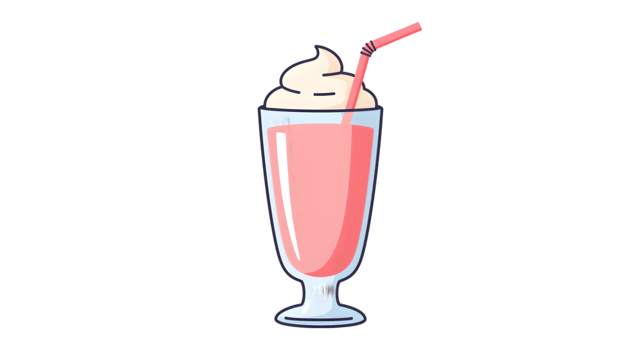 Pixel Art Pink Milkshake with Whipped Cream png