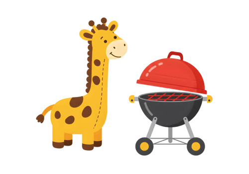 Giraffe Near Grill Cartoon Illustration png