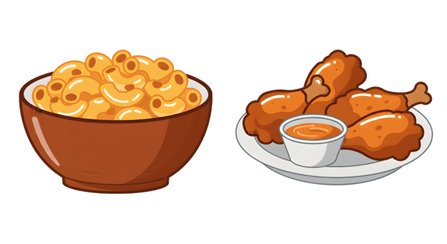 Pixel Art Macaroni And Cheese And Fried Chicken png