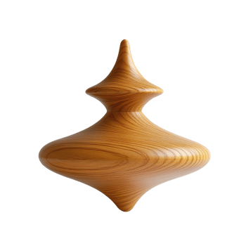 Wooden spinning top isolated on transparent background png
