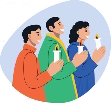 Flat illustration showing some characters performing easter ritual vector