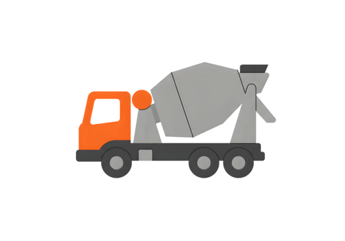 Orange And Grey Concrete Mixer Truck png