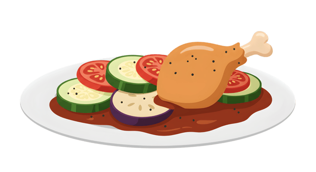 Pixel Art Chicken And Vegetable Dish On Plate png