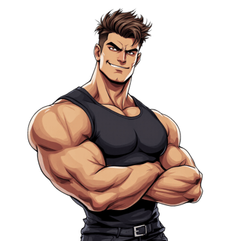 A cartoon male bodybuilder with his arms crossed png