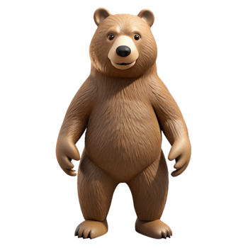 stunning artistic A grizzly bear, standing on hind legs 4K png