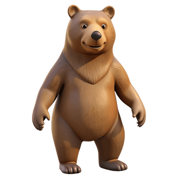vibrant minimalist A grizzly bear, standing on hind legs authentic png