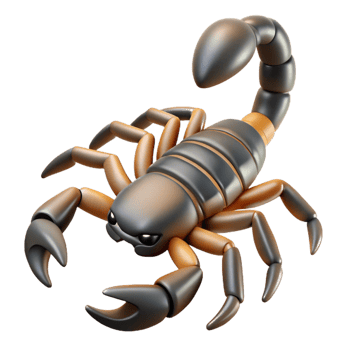 serene modern A crawling scorpion 4K png