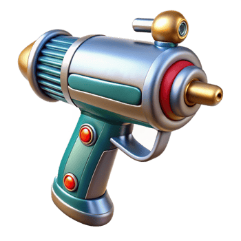 extraordinary classic Retro-futuristic ray gun with chrome plating and wooden grip high quality png