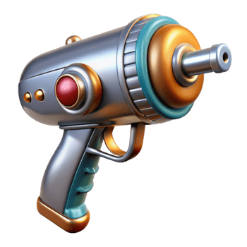 magnificent vintage Retro-futuristic ray gun with chrome plating and wooden grip high quality png