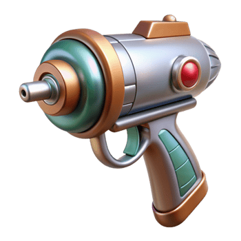 magnificent contemporary Retro-futuristic ray gun with chrome plating and wooden grip high quality png