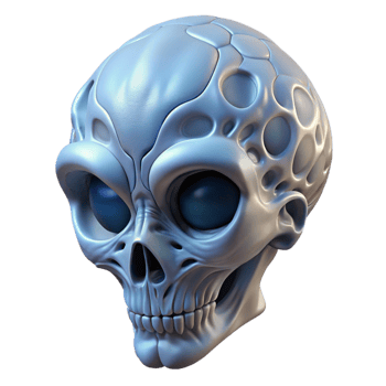 vibrant traditional Alien skull with unusual bone structure and intricate patterns genuine png