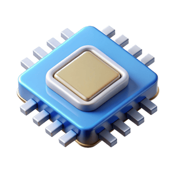 dramatic abstract Single microchip with visible circuitry original png