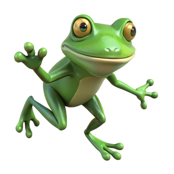 impressive minimalist A hopping frog, high resolution png